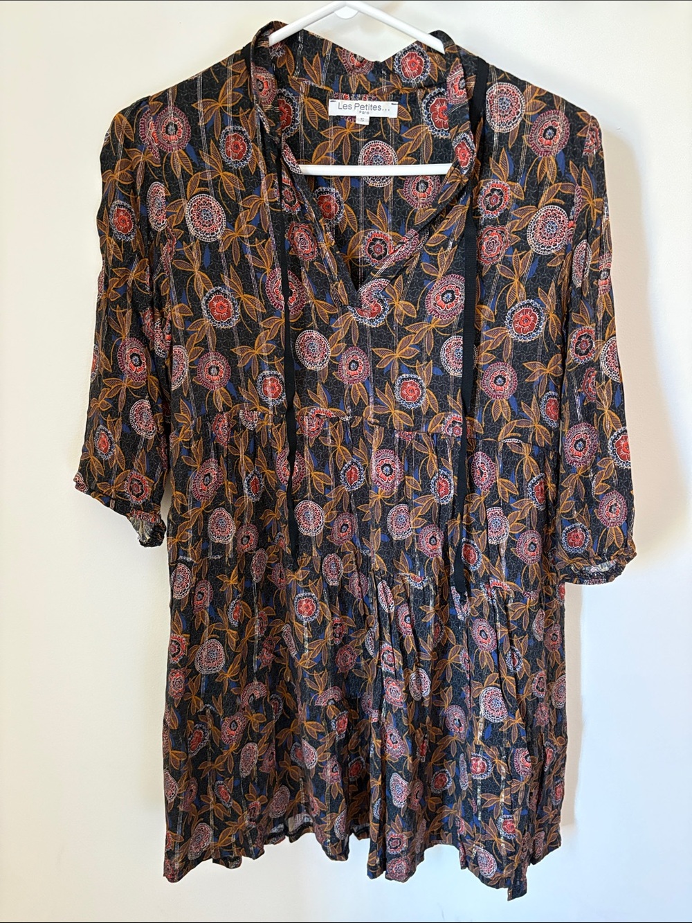Floral Black Ruffled Dress/Tunic
